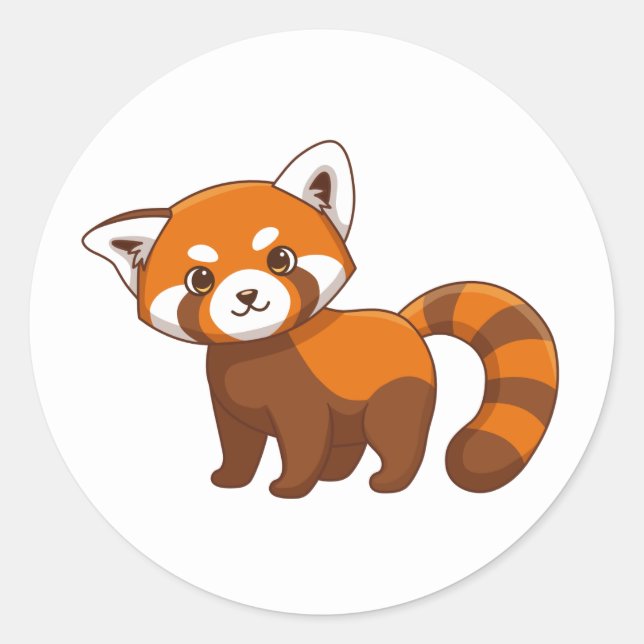 Sticker Rond Panda roux mignon (Devant)