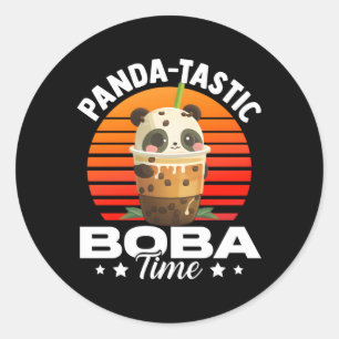 Sticker Rond Panda Tastic Boba Time Panda Bubble Tea Anime