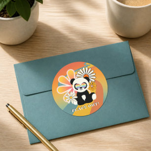 Sticker Rond Panda Tranquillité colorée