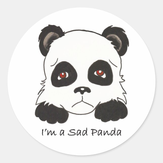 Sticker Rond Panda triste (Devant)