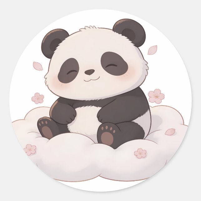 Sticker Rond panda,warm /cozy,healing,slow-paced,inner peace #0 (Devant)