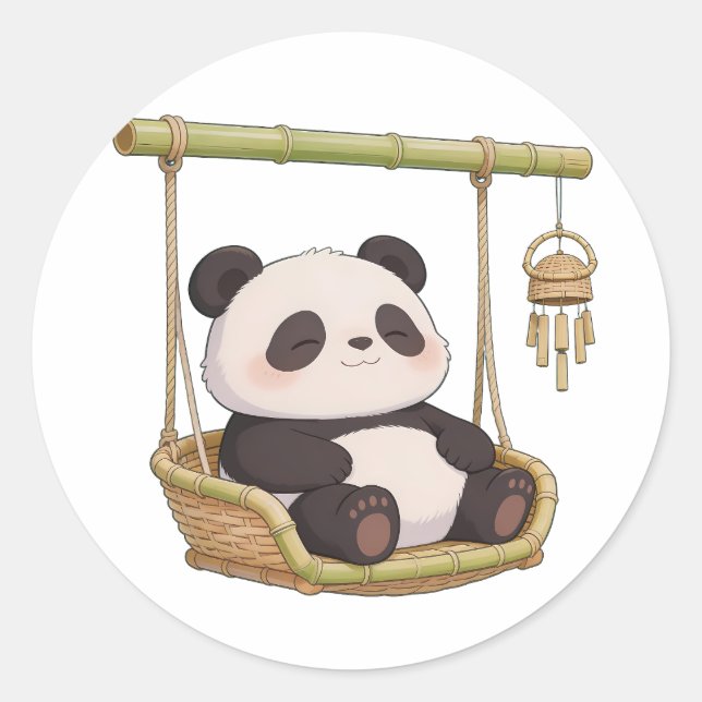 Sticker Rond panda,warm,healing,slow-paced,inner peace #010 (Devant)