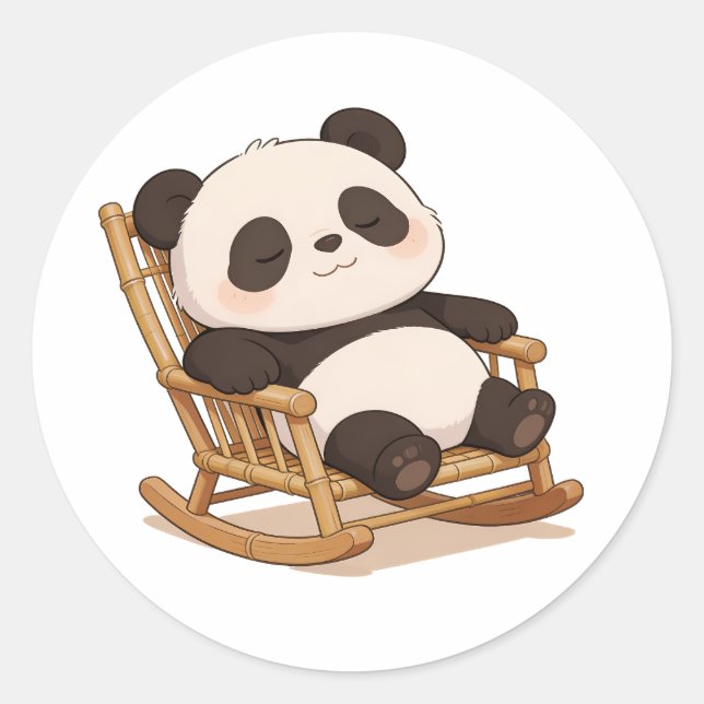 Sticker Rond panda,warm,healing,slow-paced,inner peace #011 (Devant)