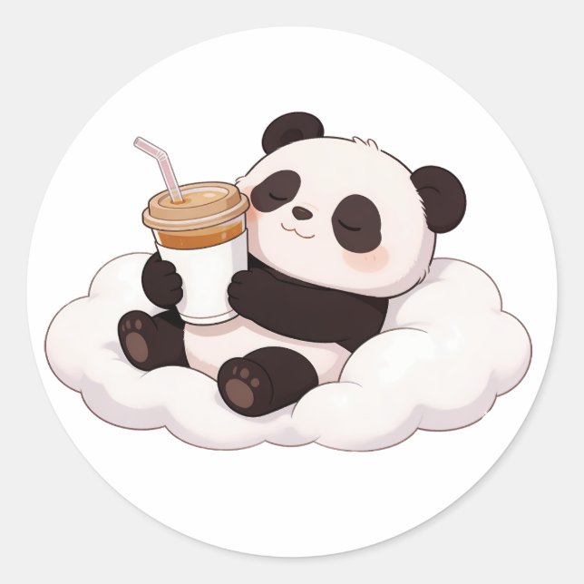 Sticker Rond panda,warm,healing,slow-paced,inner peace #012 (Devant)