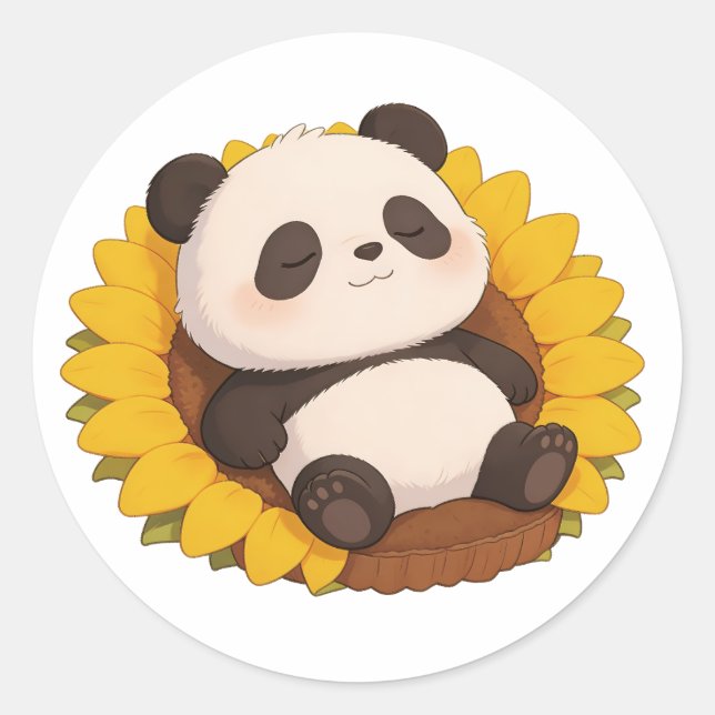 Sticker Rond panda,warm,healing,slow-paced,inner peace #013 (Devant)