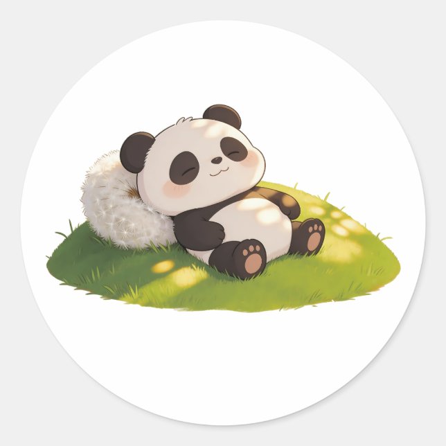 Sticker Rond panda,warm,healing,slow-paced,inner peace #015 (Devant)