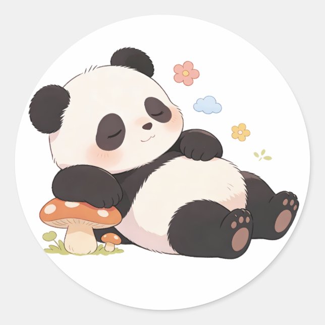 Sticker Rond panda,warm,healing,slow-paced,inner peace #017 (Devant)