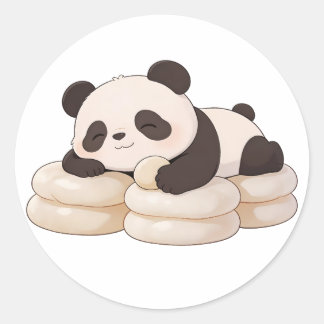 Sticker Rond panda,warm,healing,slow-paced,inner peace #018