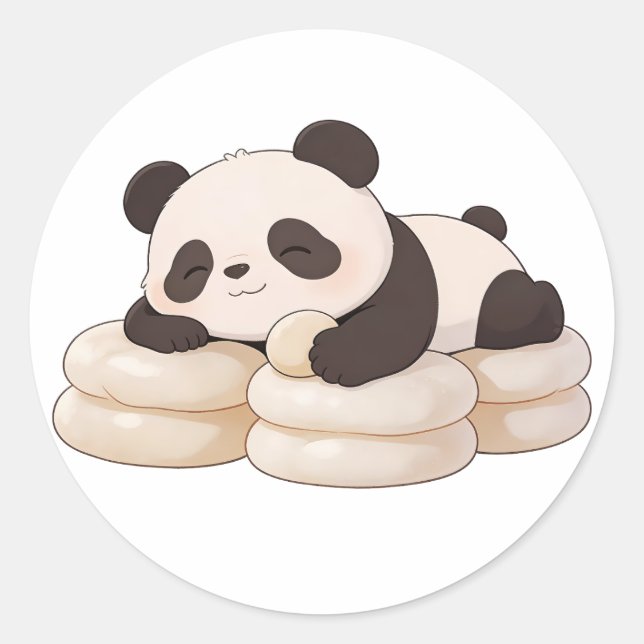 Sticker Rond panda,warm,healing,slow-paced,inner peace #018 (Devant)