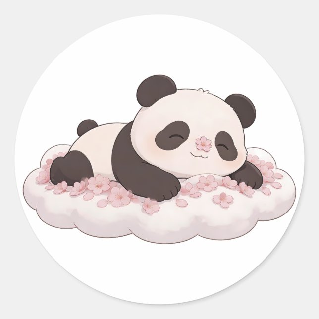 Sticker Rond panda,warm,healing,slow-paced,inner peace #019 (Devant)