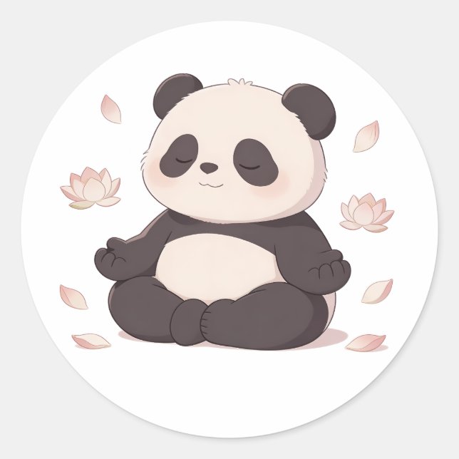 Sticker Rond panda,warm,healing,slow-paced,inner peace #02 (Devant)