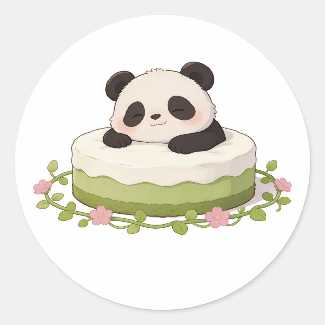 Sticker Rond panda,warm,healing,slow-paced,inner peace #04 (Devant)