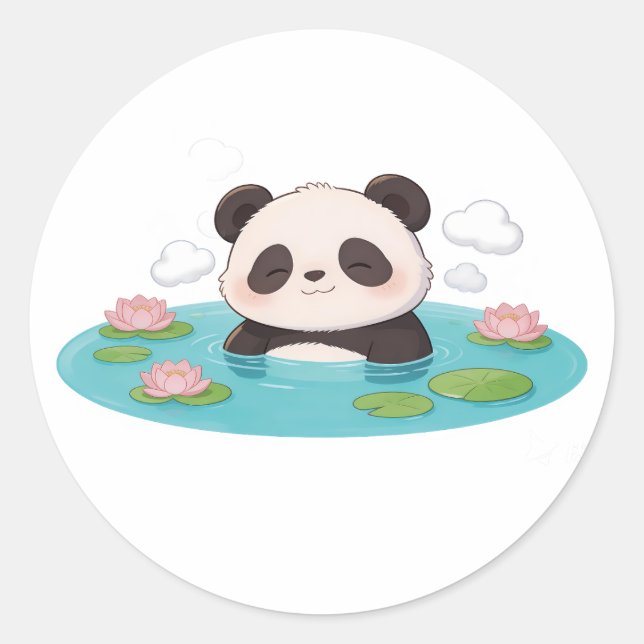 Sticker Rond panda,warm,healing,slow-paced,inner peace #05 (Devant)