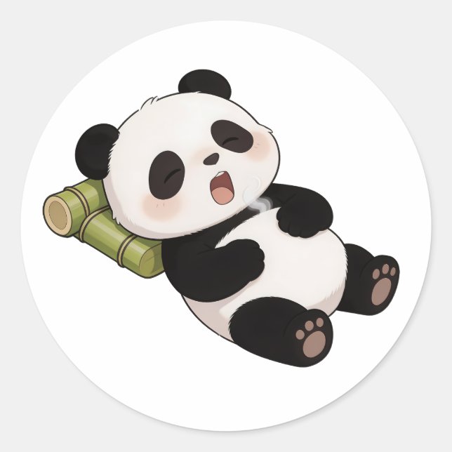 Sticker Rond panda,warm,healing,slow-paced,inner peace #09 (Devant)