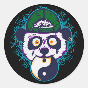 STICKER ROND PANDA YIN YANG