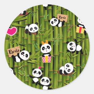 Sticker Rond Panda's Pattern 2