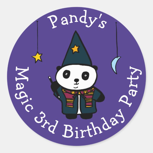 Sticker Rond Pandy personnalisé la Panda Magique fête d'anniver (Devant)