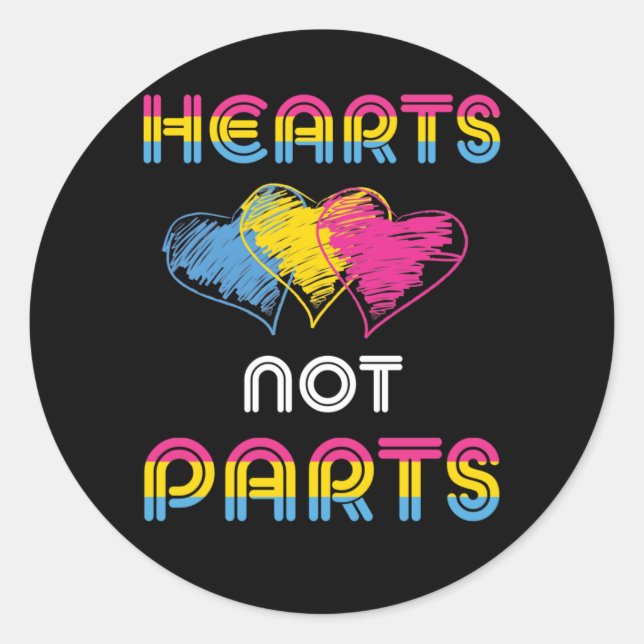 Sticker Rond Panexual Pride Heart Not Parts LGBT Distressed (Devant)