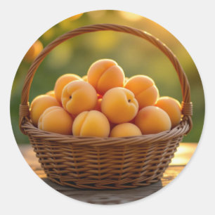Sticker Rond Panier d'abricots