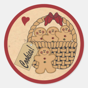 Sticker Rond Panier de biscuits en pain d'épices Noël