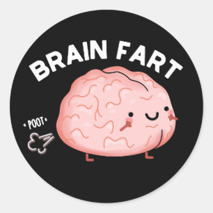 Sticker Rond Panier de cerveau amusant Anatomie Pun foncé BG