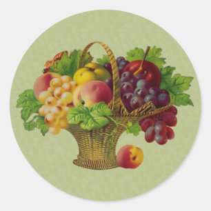 Sticker Rond Panier de fruits d'art vintage