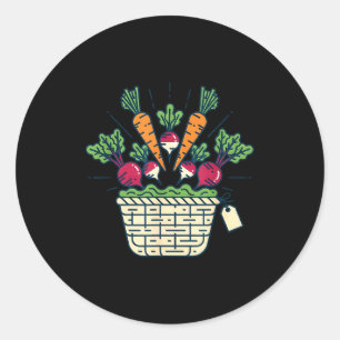 Sticker Rond Panier de légumes du marché des agriculteurs carot