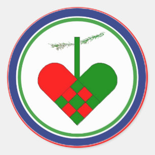 Sticker Rond Panier de Noël en paille scandinave