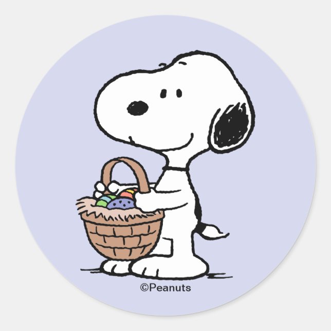 Sticker Rond Panier de Pâques Snoopy (Devant)