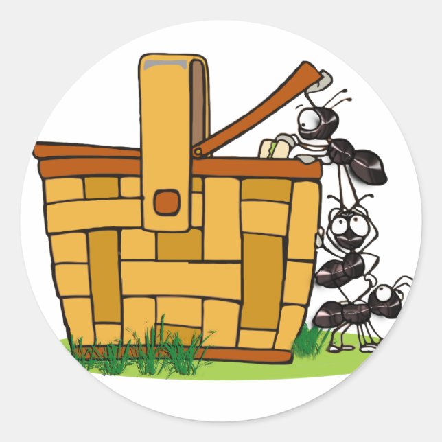 Sticker Rond Panier de pique-nique (Devant)