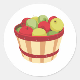 Sticker Rond Panier De Pommes