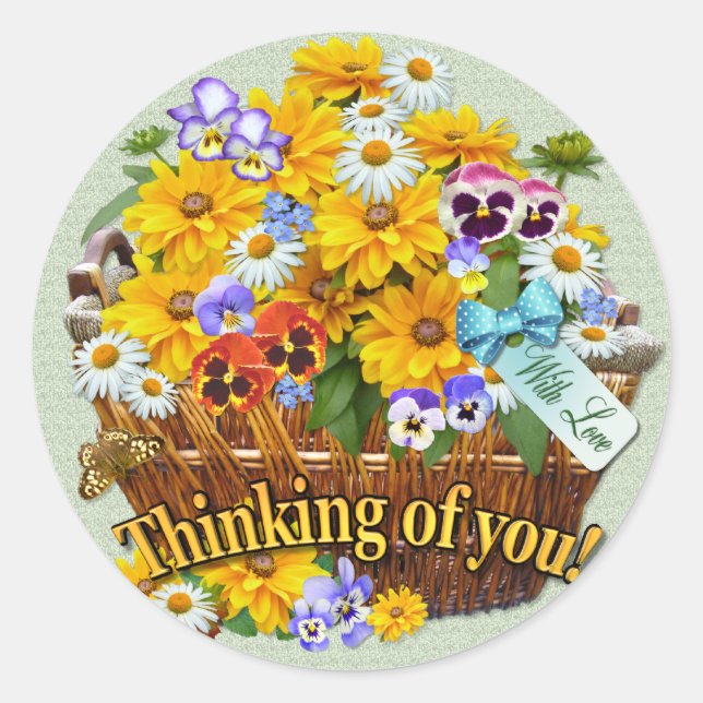 Sticker Rond Panier floral