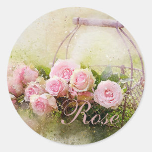 Sticker Rond Panier rose