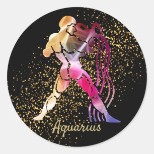 Sticker Rond Panneau Aquarius - Zodiaque