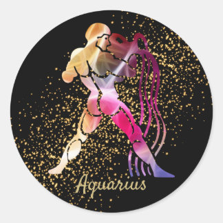 Sticker Rond Panneau Aquarius - Zodiaque