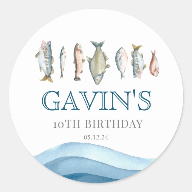 Sticker Rond Panneau d'accueil poisson, affiche d'accueil poiss (Devant)