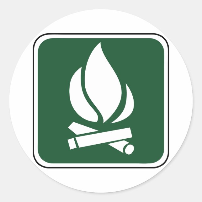 Sticker Rond Panneau de feu de camp vintage (Devant)