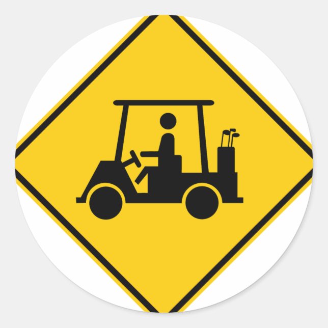 Sticker Rond Panneau de la route de golf Cart (Devant)