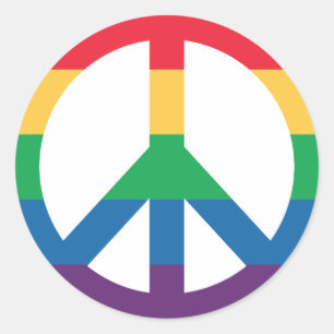 Sticker Rond Panneau de l'autocollant Rainbow Pride Peace