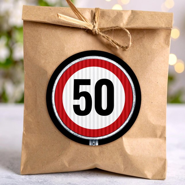 Sticker Rond Panneau de limitation de vitesse pour 50e annivers (Créateur téléchargé)