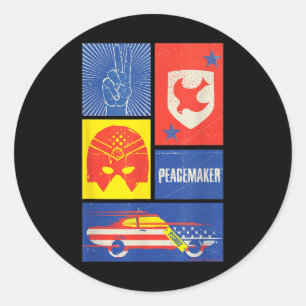 Sticker Rond Panneau de pacificateur, bouclier, casque et voitu