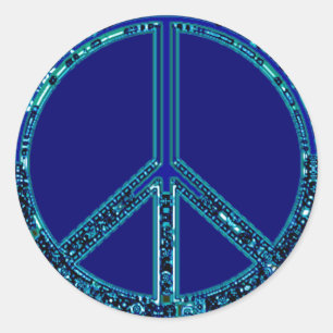Sticker Rond Panneau de paix bleu