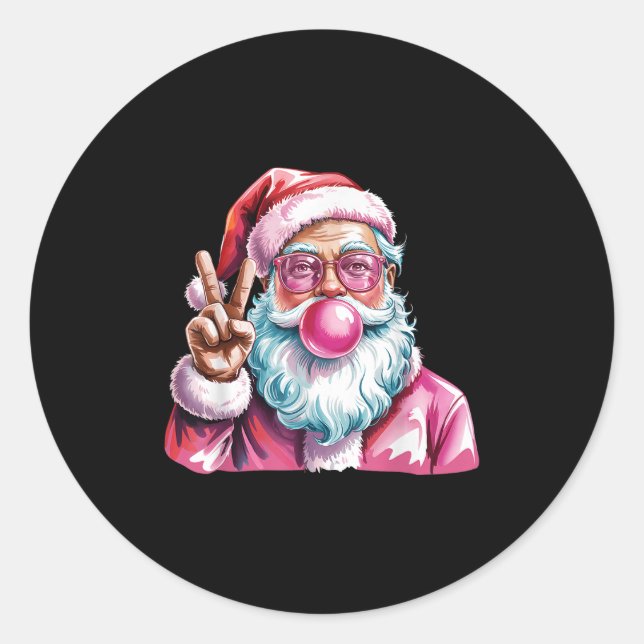 Sticker Rond Panneau de Paix de Noël Main Santa Claus Nk Bubble (Devant)