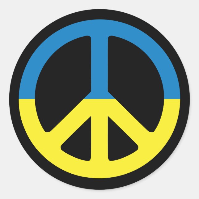 Sticker Rond Panneau de Paix - Drapeau de l'Ukraine - П р а п к (Devant)