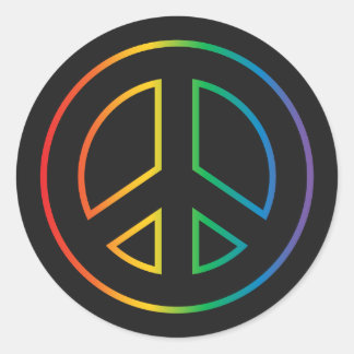 Sticker Rond Panneau de paix Neon Rainbow