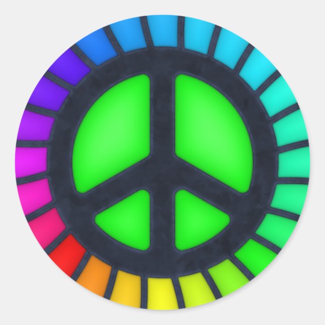 Sticker Rond Panneau de paix Rainbow (Devant)