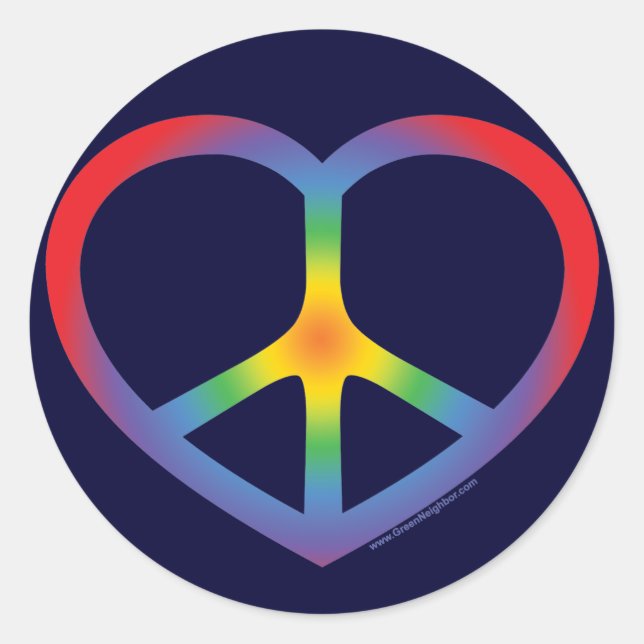 Sticker Rond Panneau de paix Rainbow Heart (Devant)