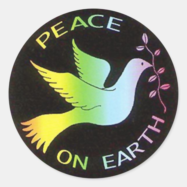 Sticker Rond Panneau de paix Rainbow Peace Dove (Devant)