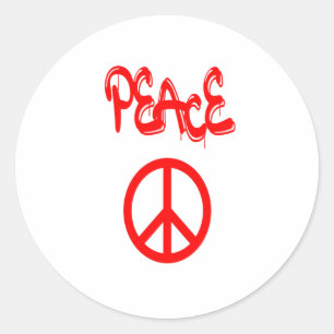 Sticker Rond Panneau de Paix Rouge avec Paix Expliquée en Graff