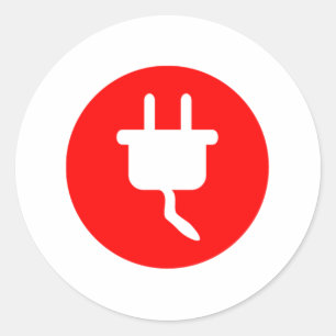 Sticker Rond Panneau de prise électrique